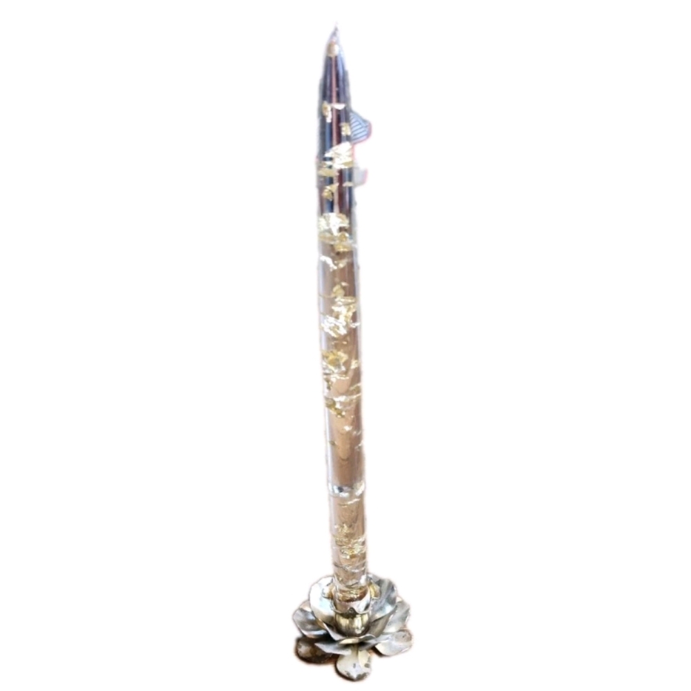 One Lucite Candle With Metal Candle Holder Vintage '70s